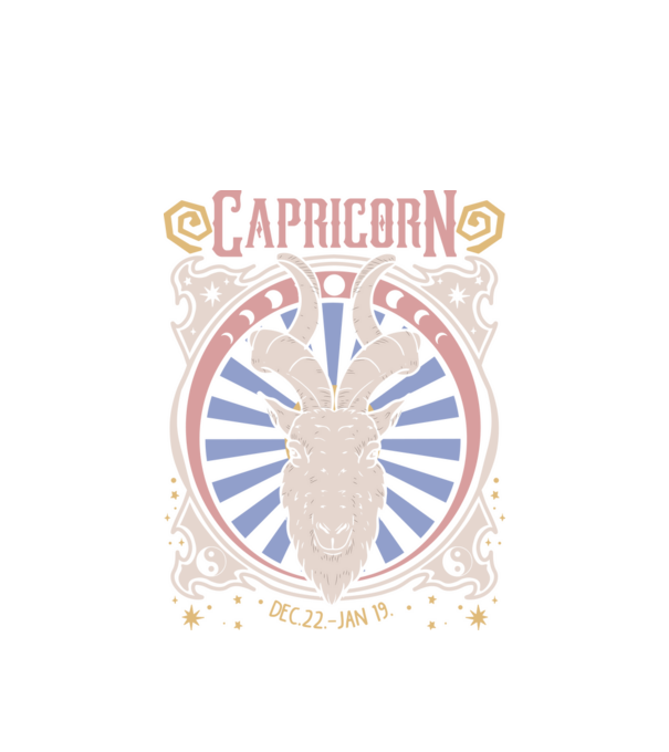 Zodiac Vintage CAPRICORN model alb pe tricou