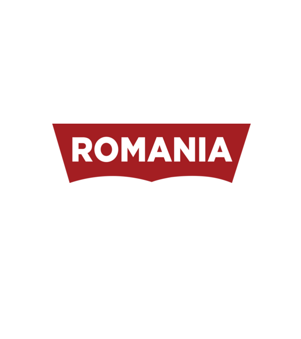 România levis model alb/roșu pe tricou