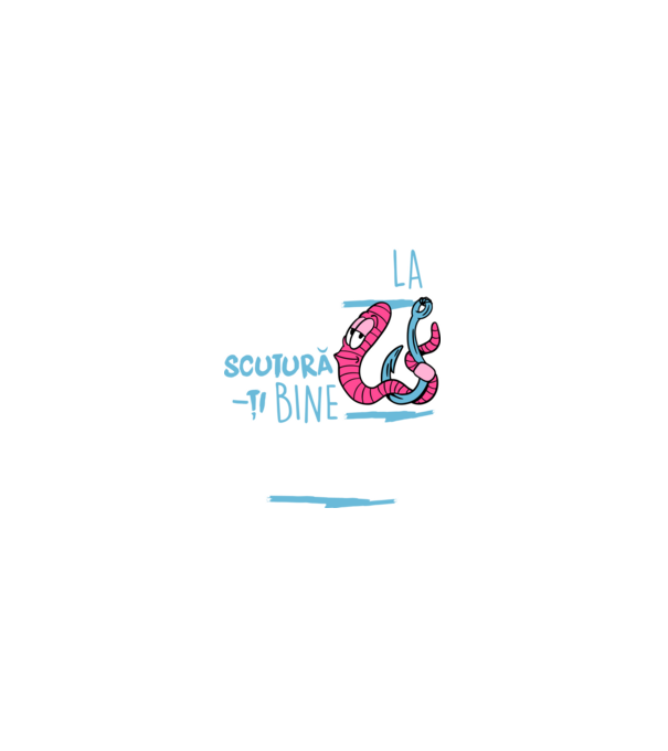 Secretul la pescuit scutură-ți bine viermele model negru pe tricou