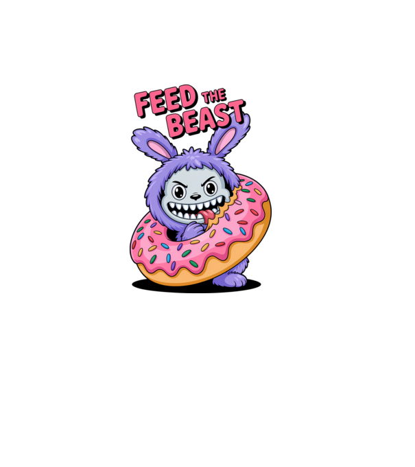 Feed the beast model alb pe tricou
