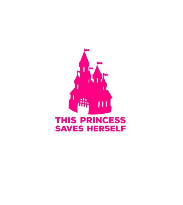 This princess saves herself model negru pe tricou