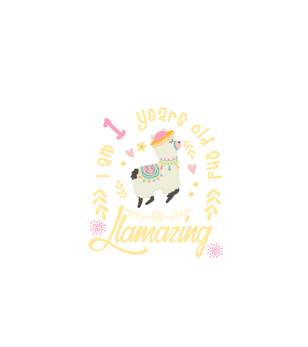 Birthday Llamazing 1 years old model negru pe tricou