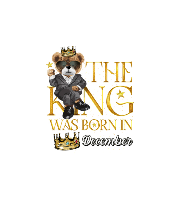 The king was born int DECEMBER model alb pe tricou