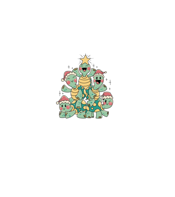 Turtle christmas tree model negru pe tricou