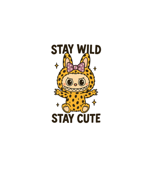 Stay wild - Labubu model alb pe tricou