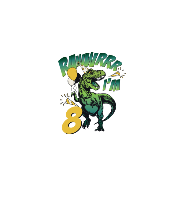 'Birthday Dinosaur rawww i''m 8' model alb pe tricou
