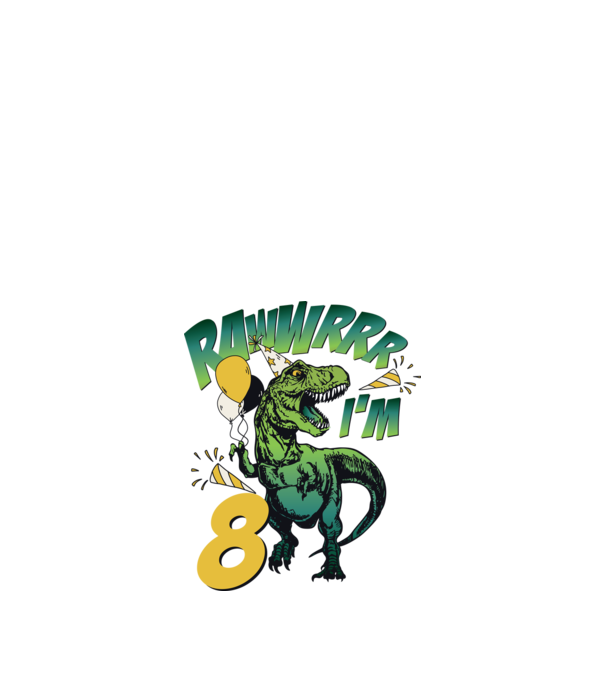'Birthday Dinosaur rawww i''m 8' model alb pe tricou