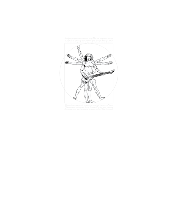 Vitruvius Guitar model gri închis pe tricou
