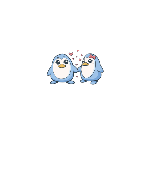 PINGUIN ÎNDRĂGOSTIT 2 model alb pe tricou
