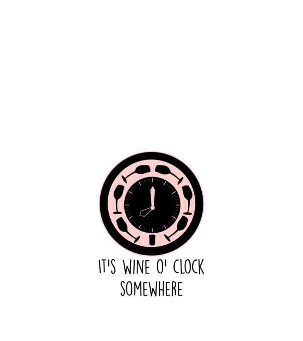 Wine o clock model alb pe tricou