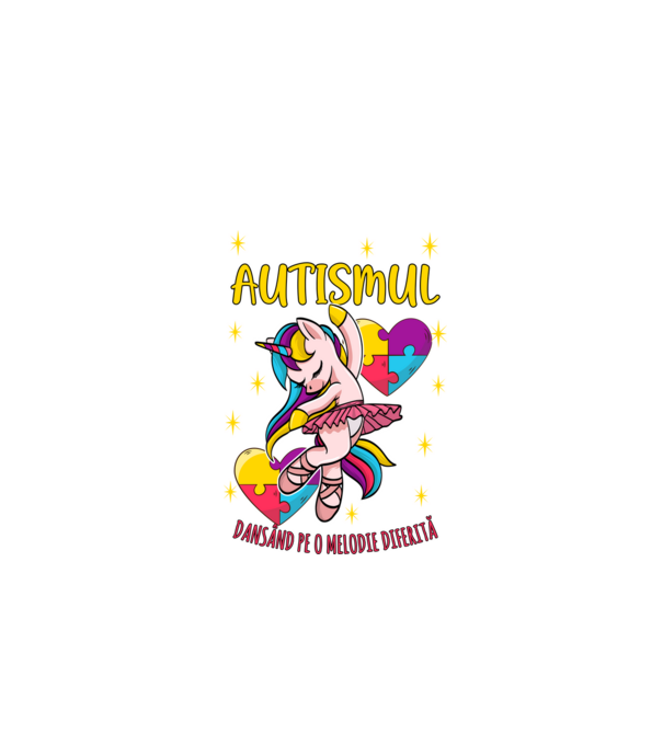 Autismul, dansând pe o melodie diferită model negru pe tricou