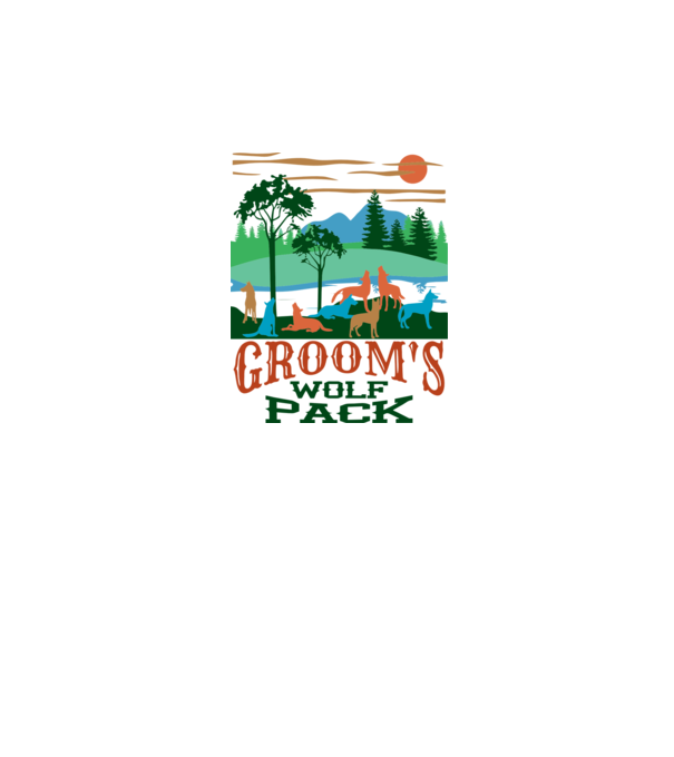 Grooms wolf pack model alb pe tricou