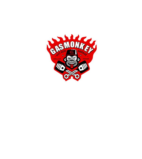 Gas Monkey model alb pe tricou