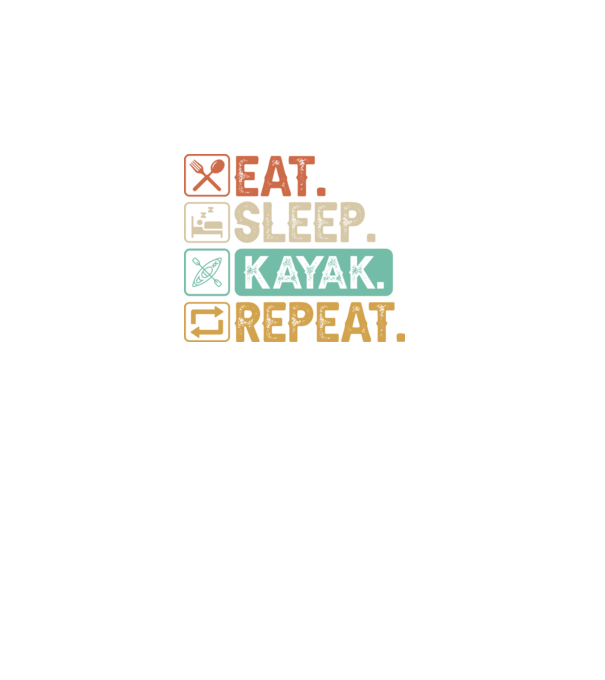 Eat Sleep Kayak model negru pe tricou