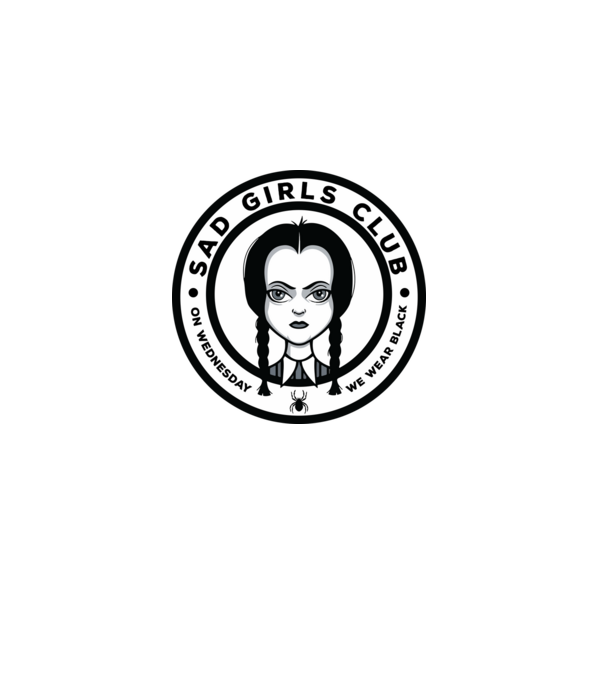 WEDNESDAY Sad Girls Club model negru pe tricou