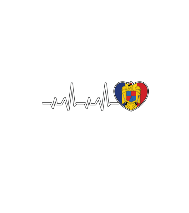ROMANIA heartbeat model negru pe tricou