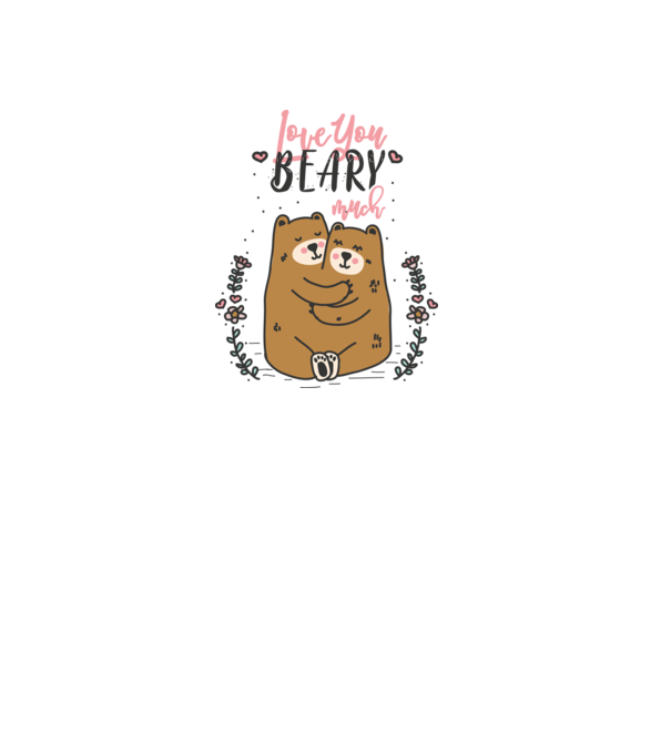 LoveU BEARY much model alb pe tricou