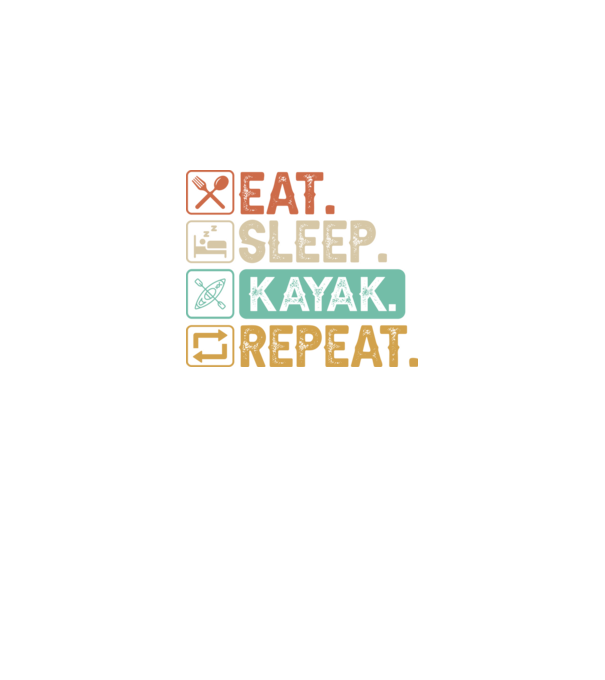 Eat Sleep Kayak model negru pe tricou
