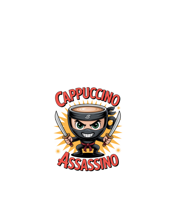 Cappuccino Assasino model negru pe tricou