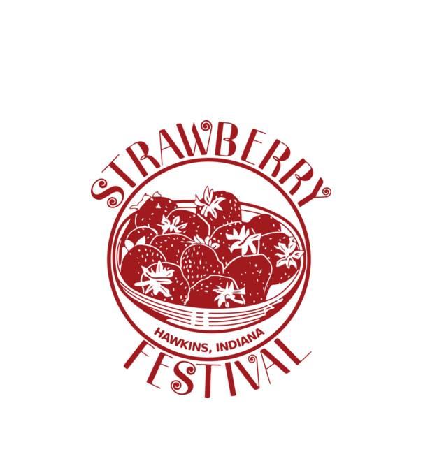 strawberry festival stranger things model alb pe tricou