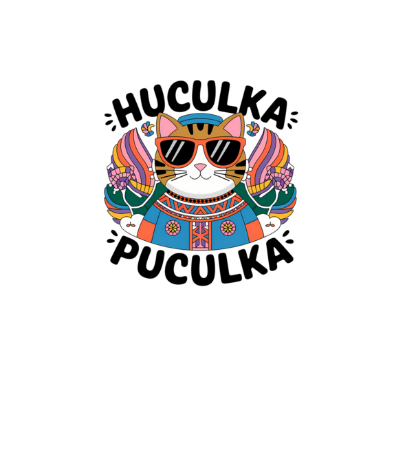 Huculka Puculka pisică 3 model alb pe tricou