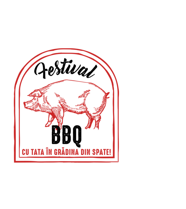 Festival BBQ - cu tata în grădina din spate! model alb pe tricou