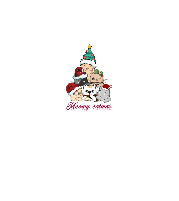 Meowy catmas model alb pe tricou