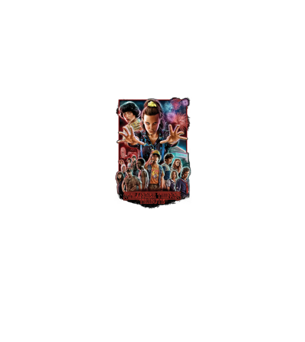 stranger things tribute poster model negru pe tricou