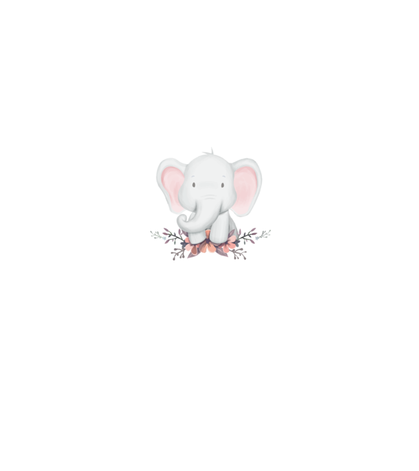 Elefant cu flori model alb/roșu pe tricou