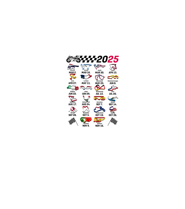 MOTOGP 25 CALENDAR alb model alb/roșu pe tricou