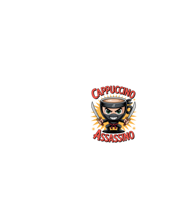 Cappuccino Assasino model negru pe tricou