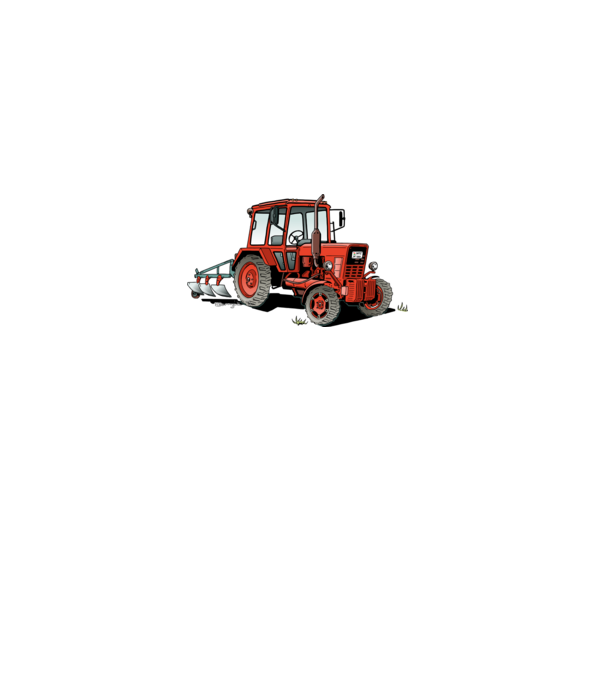 TRACTOR model alb pe tricou