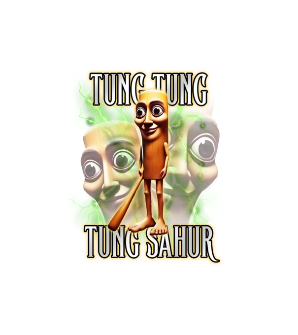 Tung Tung Tung Sahur model negru pe tricou