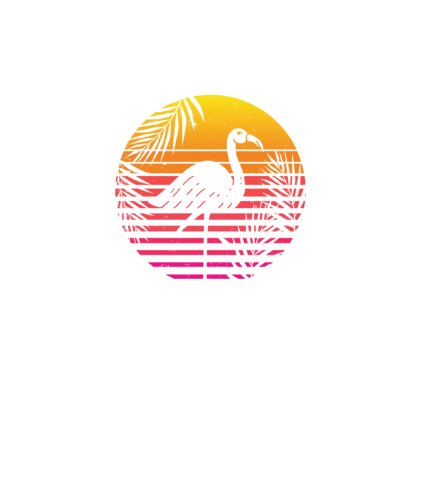 Retro flamingo sunset model turcoaz pe tricou