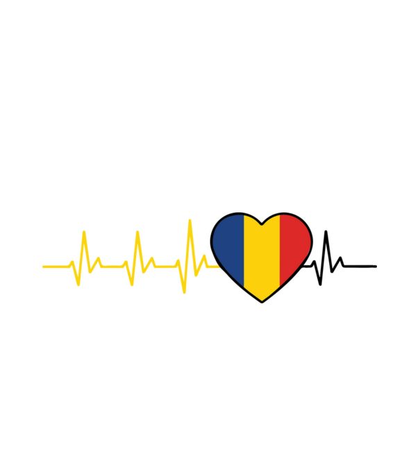 România heartbeat model alb pe tricou