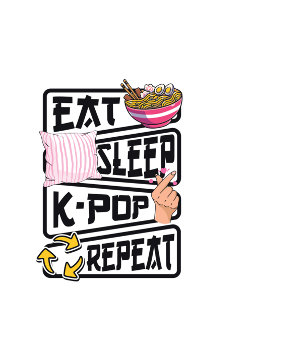 K-POP EAT SLEEP model alb pe tricou