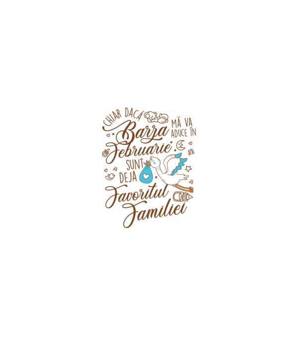 Favoritul familiei FEBRUARIE model albastru deschis pe tricou