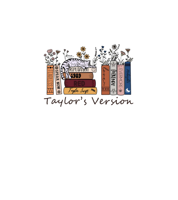 Eras tour books color cat model alb pe tricou