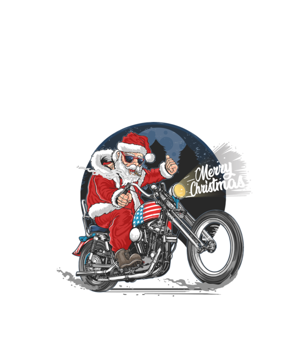 Santa Motocicletă Merry Christmas model negru pe tricou