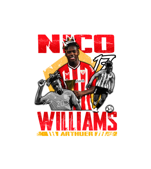 Nico Williams tribute model negru pe tricou