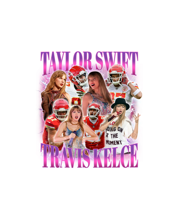 Taylor Swift ERAS Travis Kelce bootleg model alb pe tricou