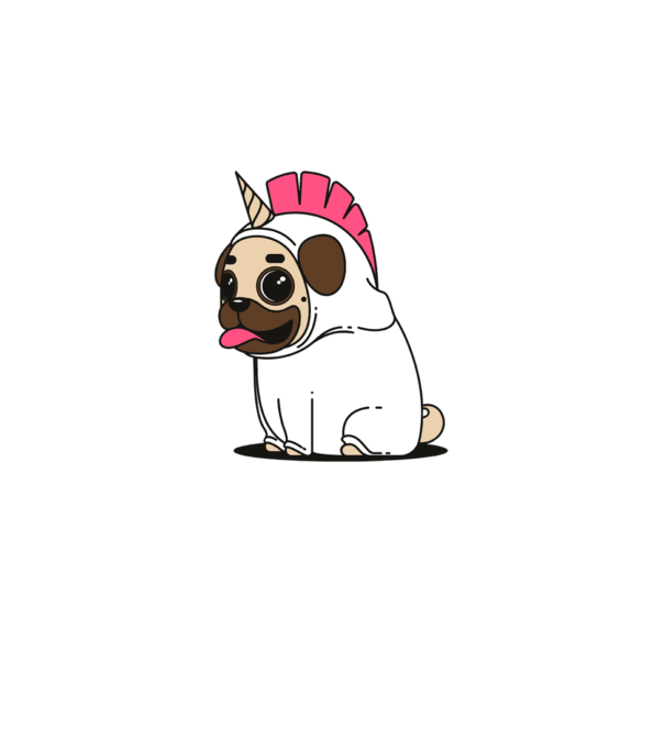 Pug Unicorn model dusty pink pe tricou