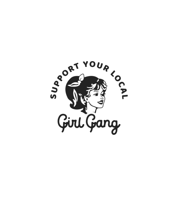 Support your local girl gang pe fond alb -01 model alb pe tricou
