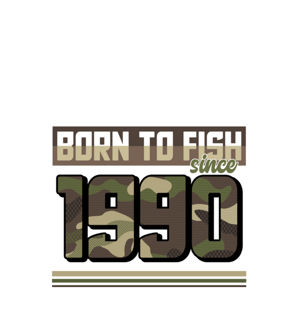 Born to fish since 1990 model negru pe tricou