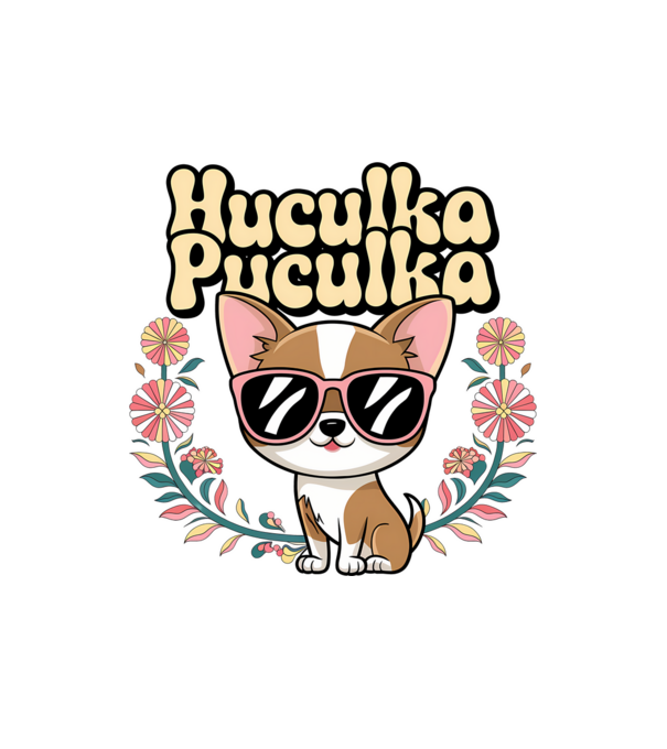 Huculka Puculka câine 1 model alb pe tricou