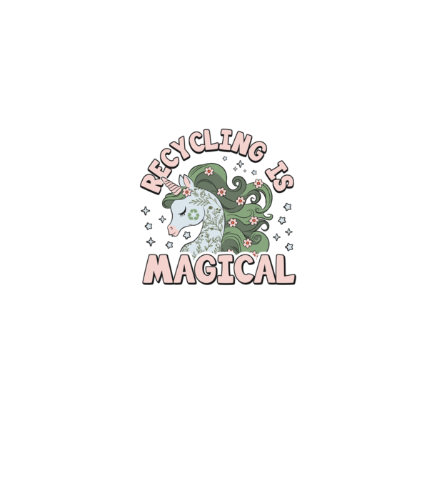 Recycling is magical model albastru jeanși pe tricou
