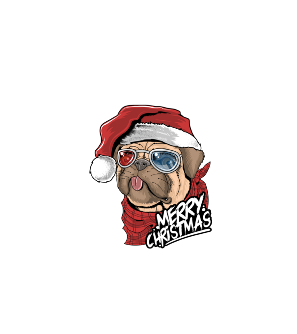 Merry Christmas Mopsz model negru pe tricou