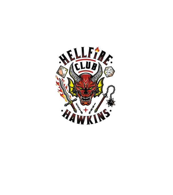 hellfire club hawkins model alb pe tricou