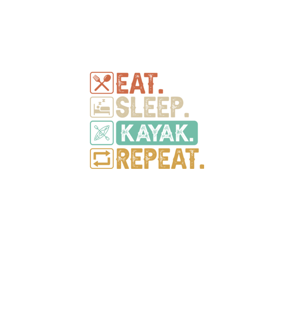Eat Sleep Kayak model negru pe tricou