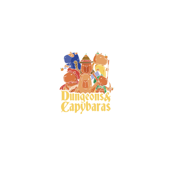 Dungeons and Capybaras model albastru jeanși pe tricou